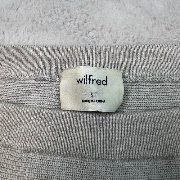 Aritzia Wilfred 100% Merino Wool Emmy Crop Beige Tie Sleeve Scoop Neck Sweater S - Picture 3 of 12